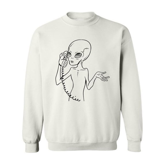 Alien Using A Phone Sweatshirt Men -Image by Shutterstock, Male XX-Large