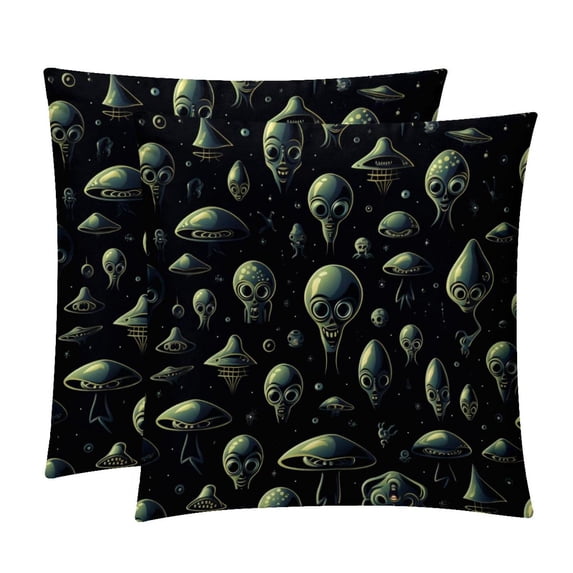 Alien Velvet Throw Pillow Covers Set of 2 - Sizes 16x16, 18x18, 20x20 Inches - Decorative Pillows with Unique Patterns for Various Occasions - Throw Pillow Inserts Included