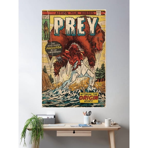 Alien Vintage Comic Book Fan Art Poster Wall Art, Modern Wall Decor For Living Room Bedroom, 12x18 UNFRAMED