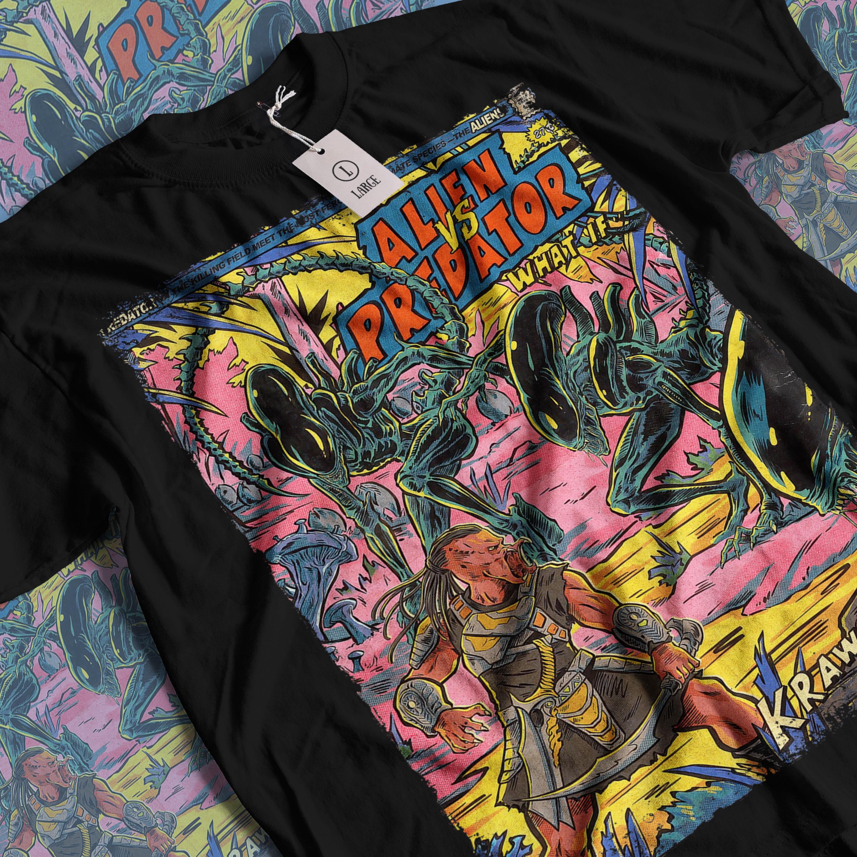 Alien Vs Predator T-shirt: Vintage Horror Sci-fi Graphic Tee - Walmart.com