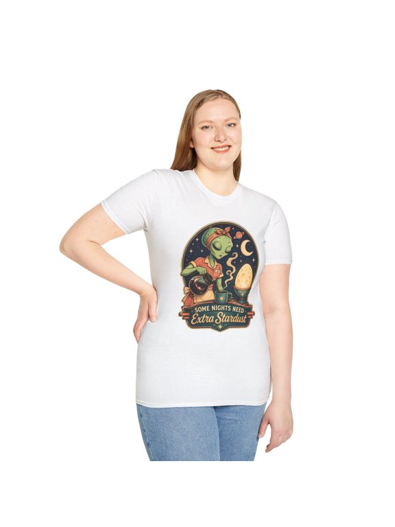 Alien Waitress Space Diner Retro Coffee Moon Egg Cosmic Unisex Softstyle T-Shirt