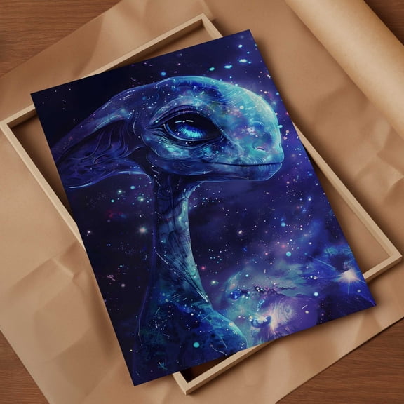 Alien Wall Art, Maximalist Wall Art, Funky Art Print, Eclectic Gallery Wall Art, Gaming Print, Colourful Wall Art, Trippy Wall Art Home Decor #121, Unframed Poster Size 8x12