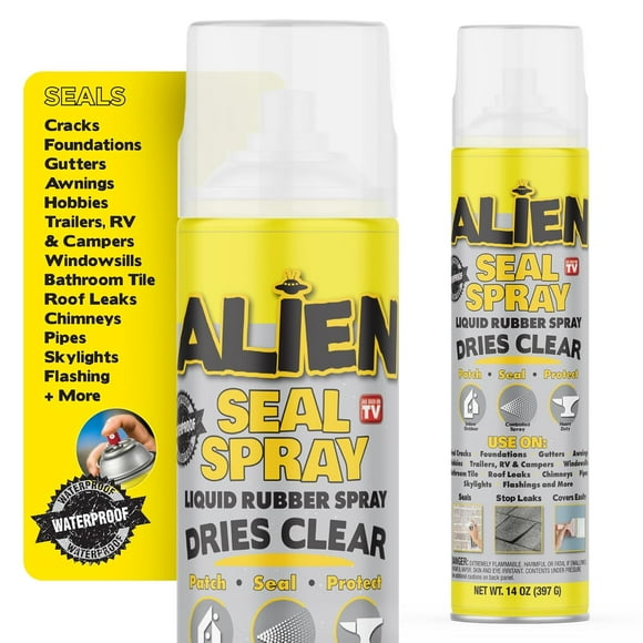 Alien Waterproof Sealant Spray Clear Caulk 14 oz Liquid Rubber Seal Insulate for Indoor Outdoor