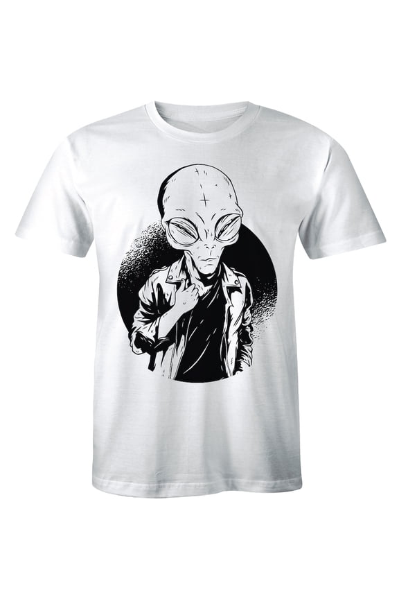 Alien White Funny and Short Sleeve Nerd Space Geek for Men T-Shirt