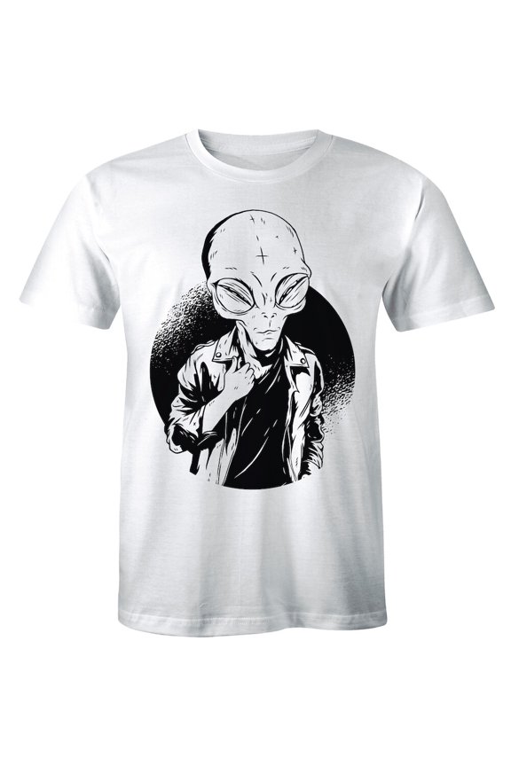 Alien White Tee And Short Sleeve Nerd Space Geek T-Shirt For Men All Size S-5XL