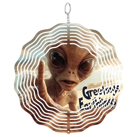 Alien Wind Spinner Metal Outdoor Decor Sci-Fi Multicolor