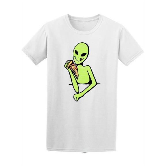 Alien With Pizza Hand Drawn T-Shirt Men -Image by Shutterstock, Male Small