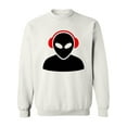 thumbnail image 1 of Alien With Red Headphones Design Sweatshirt Men -Image by Shutterstock, Male 3X-Large, 1 of 4