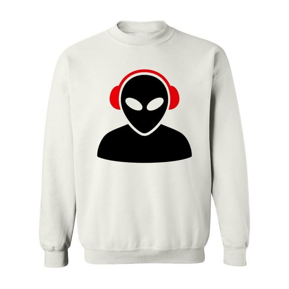 Alien With Red Headphones Design Sweatshirt Men -Image by Shutterstock, Male 5X-Large