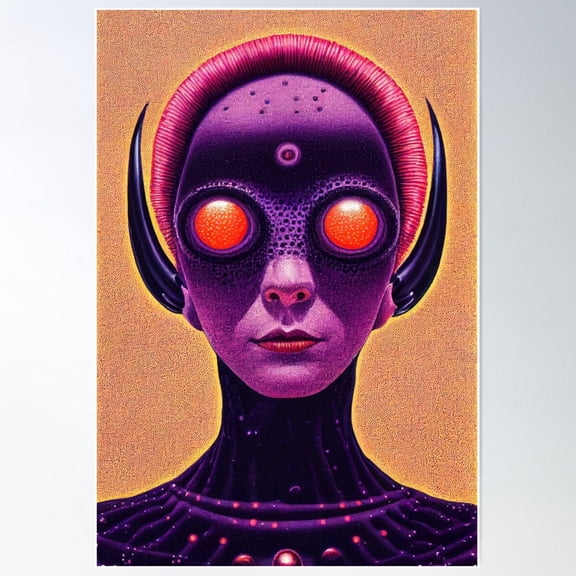 Alien Woman Midjourney Ai Artwork Poster Wall Art, Modern Wall Decor For Living Room Bedroom, 24x36 UNFRAMED