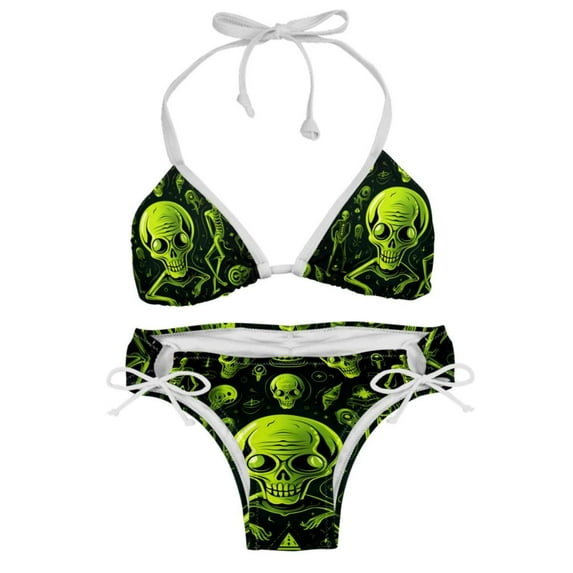 Alien Women's Bikini Set with Detachable Sponge, Adjustable Strap | 2-Pack, Beachwear, Poolside, Swimsuit.