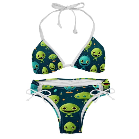 Alien Women's Detachable Sponge Adjustable Strap Bikini Set - 2 Pack, Beach Pool Swimwear