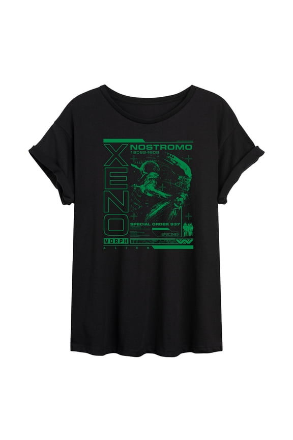 - Xenomorph Dark Digital - Juniors Oversized Graphic T-Shirt