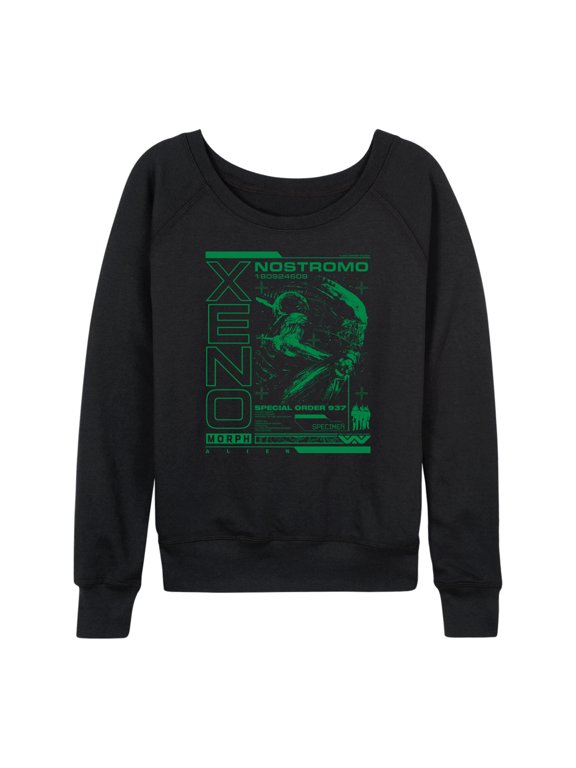 - Xenomorph Dark Digital Women's Lightweight French Terry Wide Neck Long Sleeve Graphic Shirt