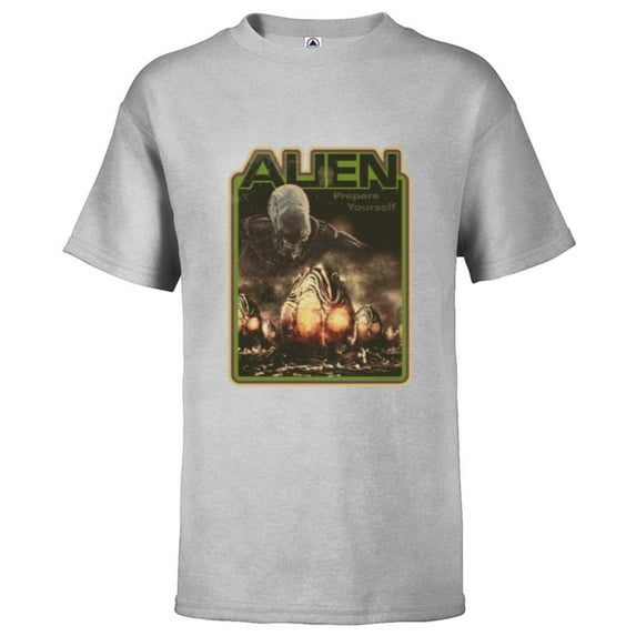 Alien Xenomorph Prepare Yourself Retro - Short Sleeve T-Shirt for Kids - Customized-Athletic Heather