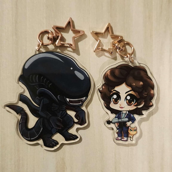 Alien Xenomorph and Ellen Ripley Chibi 2.5 in Acrylic Charms (1 keychain)