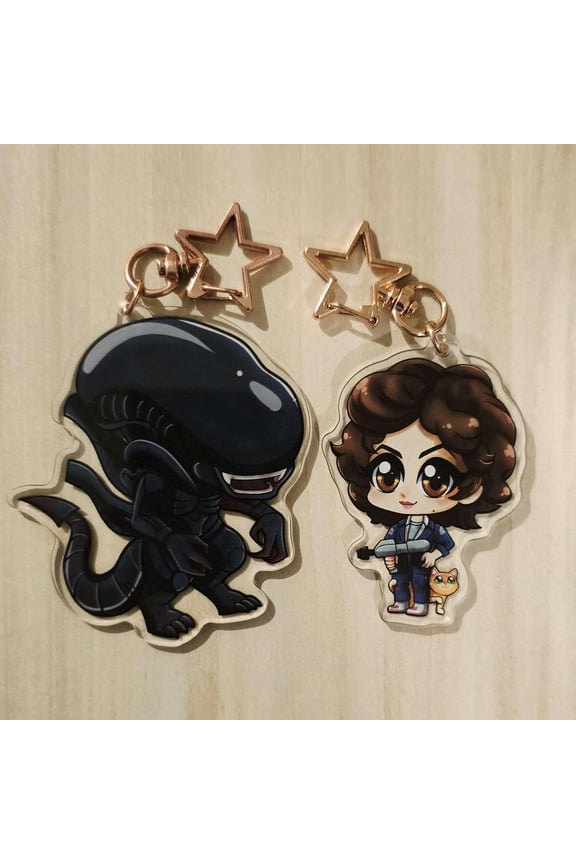 Alien Xenomorph and Ellen Ripley Chibi 2.5 in Acrylic Charms (1 keychain)