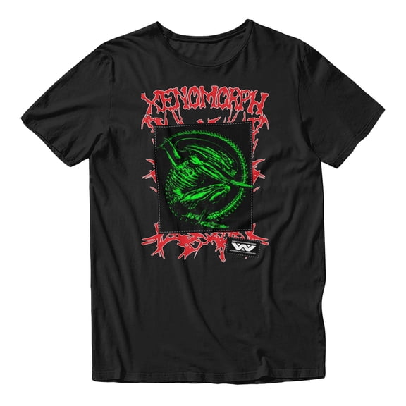 Alien Xenomorph with Logo Design Men's T Shirt (Black, S-XXXL)