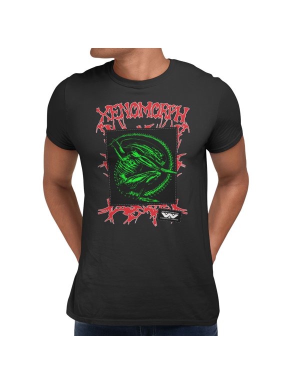 Xenomorph with Logo Design Men's T Shirt (Black, S-XXXL)