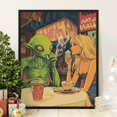 thumbnail image 1 of Alien and Girl Eating Ice Cream Poster, Retro Sci-Fi Wall Art, Futuristic Diner Decor, Unique Home Decor, Pop Culture Art Print, Fun Gift, 24x36, 1 of 2