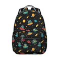thumbnail image 1 of Alien and Meteor Black Pattern Backpack for School, Cute School Bag with Adjustable Shoulder Straps and Padded Back, 15.3"x11"x7.1", 1 of 5