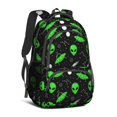 thumbnail image 1 of Alien and Planet Black Pattern Backpack for School, Cute School Bag with Adjustable Shoulder Straps and Padded Back, 16.9"x12.6"x5.9", 1 of 5
