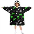 thumbnail image 1 of Alien and Planet Black Pattern Lamb Fleece Blanket Hoodies for Teens ,Teens Oversize Sherpa Wearable Hooded Blanket Sweatshirt with Super Pockets, 1 of 6