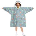 thumbnail image 1 of Alien and Rocket Pale Blue Pattern Lamb Fleece Blanket Hoodies for Teens ,Teens Oversize Sherpa Wearable Hooded Blanket Sweatshirt with Super Pockets, 1 of 6