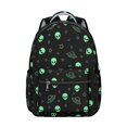 thumbnail image 1 of Alien and UFO Black Pattern Backpack for School, Cute School Bag with Adjustable Shoulder Straps and Padded Back, 15.3"x11"x7.1", 1 of 5