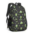 thumbnail image 1 of Alien and UFO Black Pattern Backpack for School, Cute School Bag with Adjustable Shoulder Straps and Padded Back, 16.9"x12.6"x5.9", 1 of 5