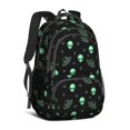 thumbnail image 1 of Alien and UFO Black Pattern Backpack for School, Cute School Bag with Adjustable Shoulder Straps and Padded Back, 16.9"x12.6"x5.9", 1 of 5