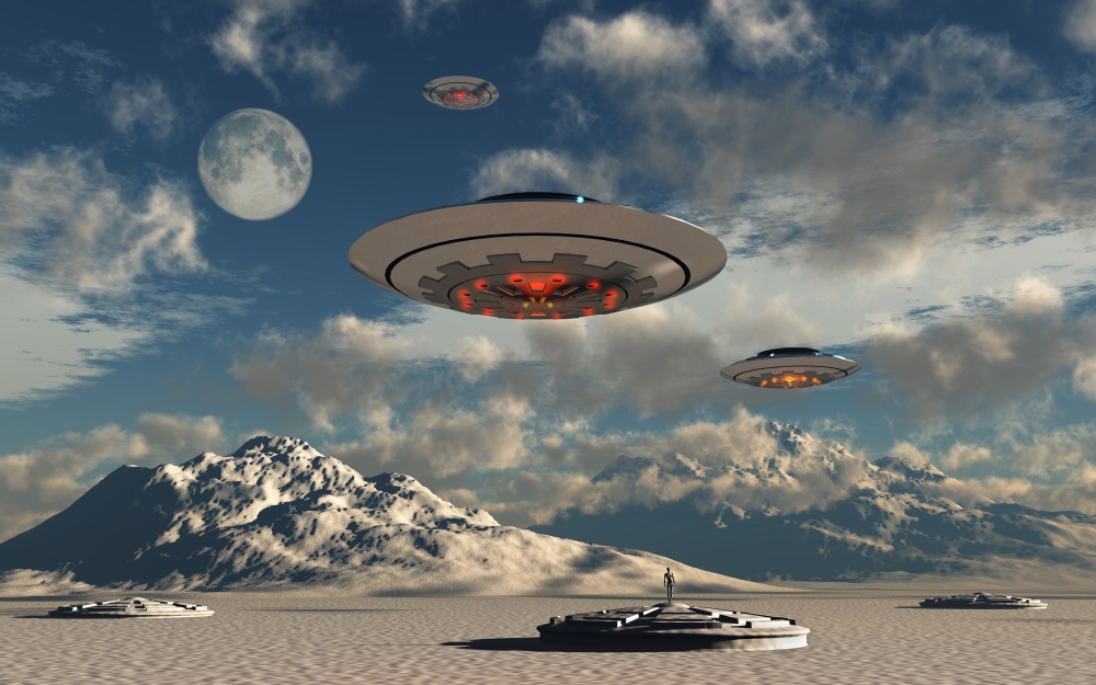 Alien base with UFOs located in the Antarctic Canvas Art - Mark StevensonStocktrek Images (18 x 12)