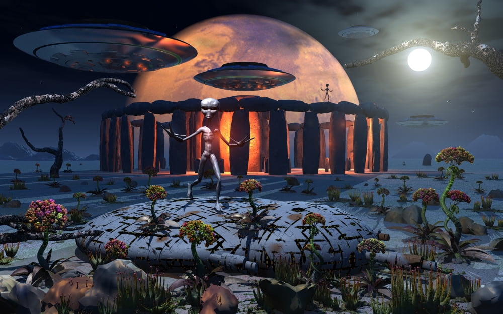 Alien explorers on an alien world Canvas Art - Mark StevensonStocktrek Images (36 x 23)