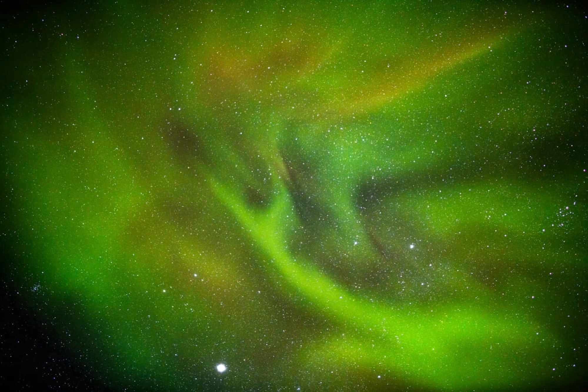 Alien like patterns in the auroras Aurora Borealis or Northern Lights LaplandSweden Canvas Art - Panoramic Images (27 x 9)
