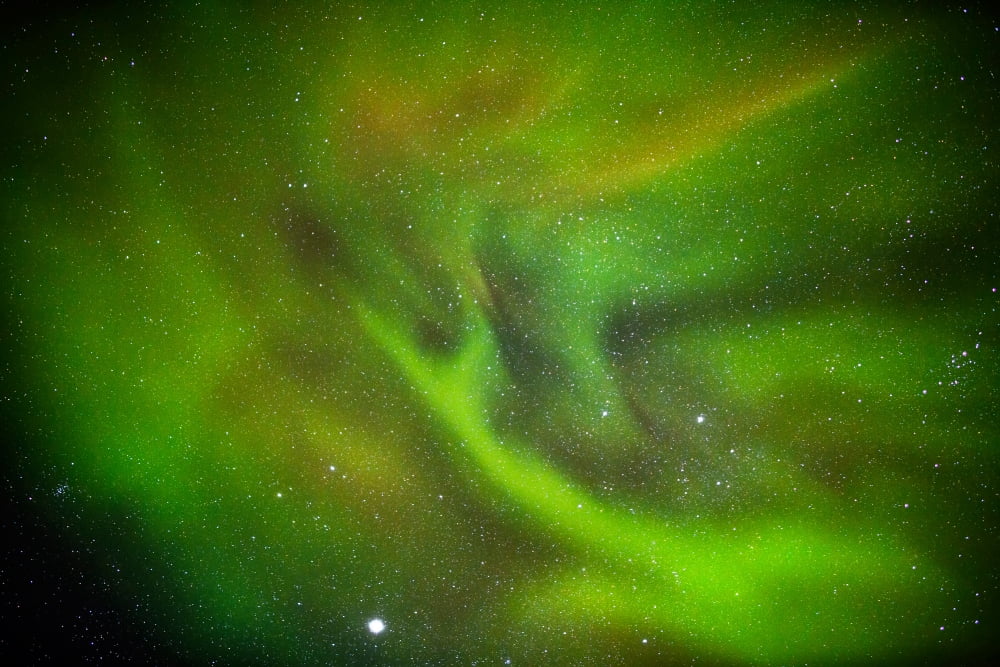 Alien like patterns in the auroras Aurora Borealis or Northern Lights LaplandSweden Canvas Art - Panoramic Images (36 x 12)