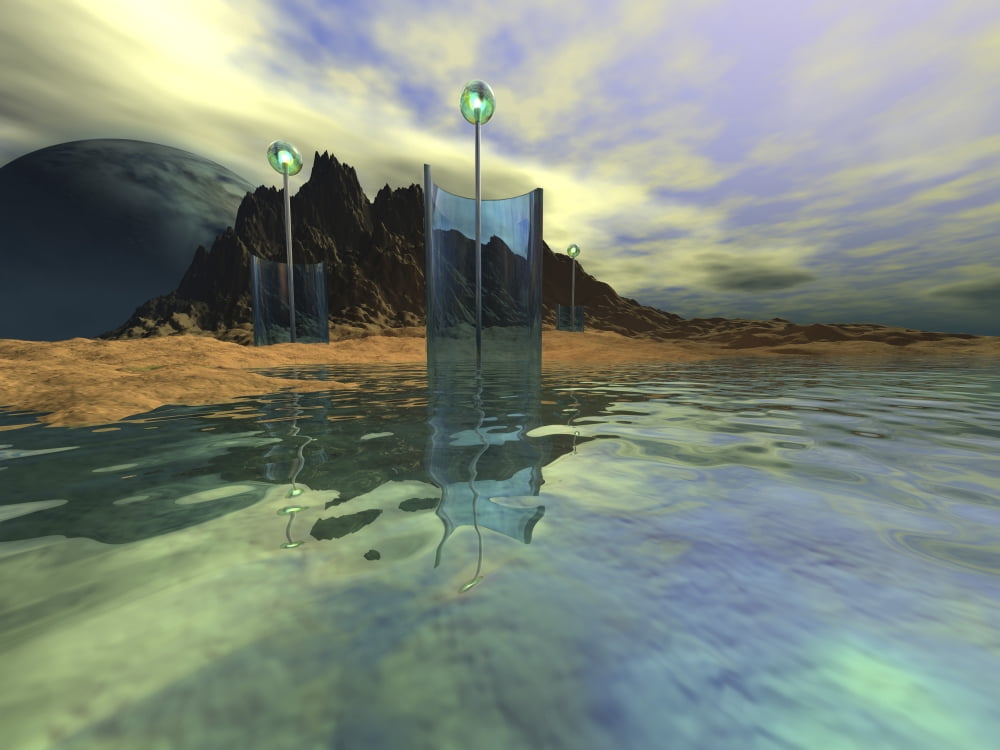 Alien structures gather light for energy on this world Canvas Art - Corey FordStocktrek Images (33 x 25)