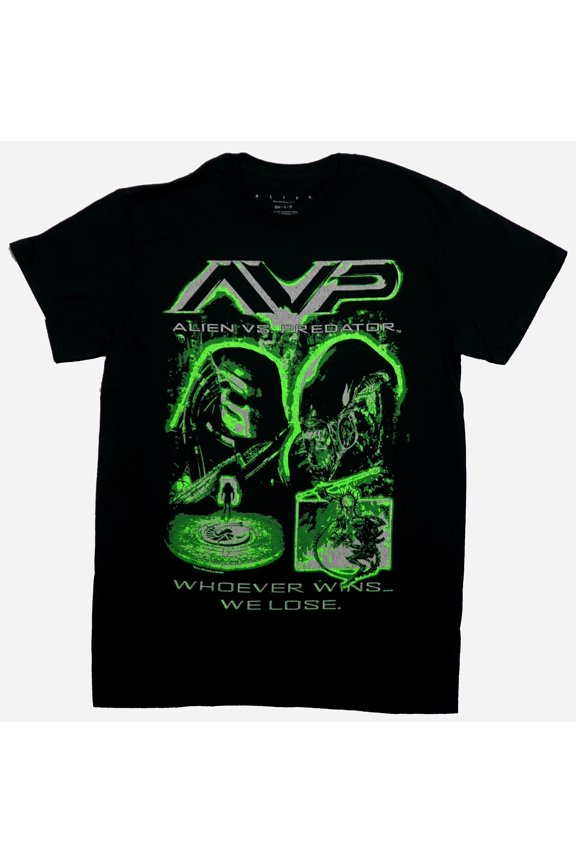 Alien vs Predator Mens T-Shirt - Whoever Wins Green Distressed Images