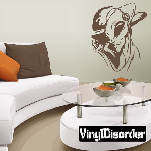 Alien with Headphones Decal - 36 Inches