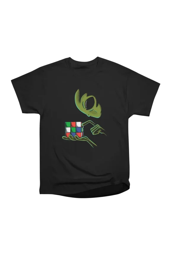 Alien with cube T-Shirt Tee Gift For Him Merch For Her Apparel For Friend