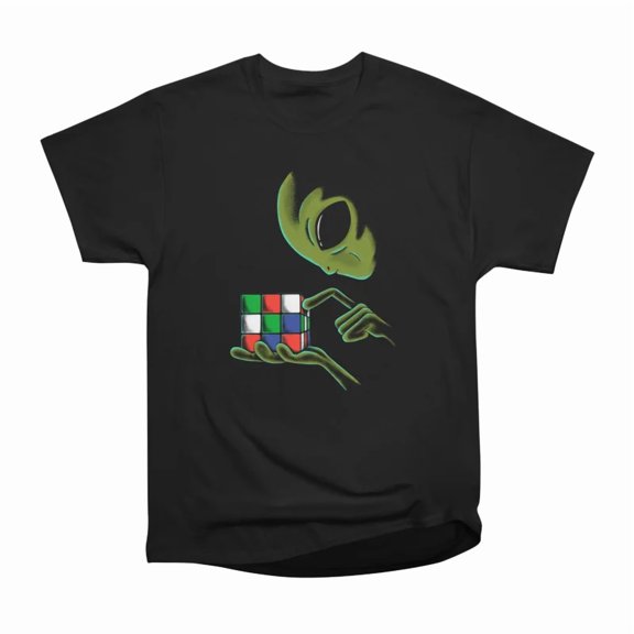 Alien with cube T-Shirt Tee Gift For Him Merch For Her Apparel For Friend