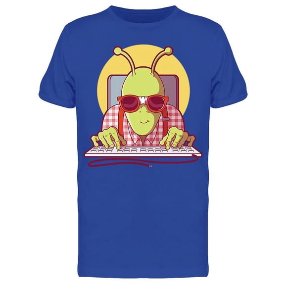 Aliened Nerd Dressed Cyberspace T-Shirt Men -Image by Shutterstock, Male Large