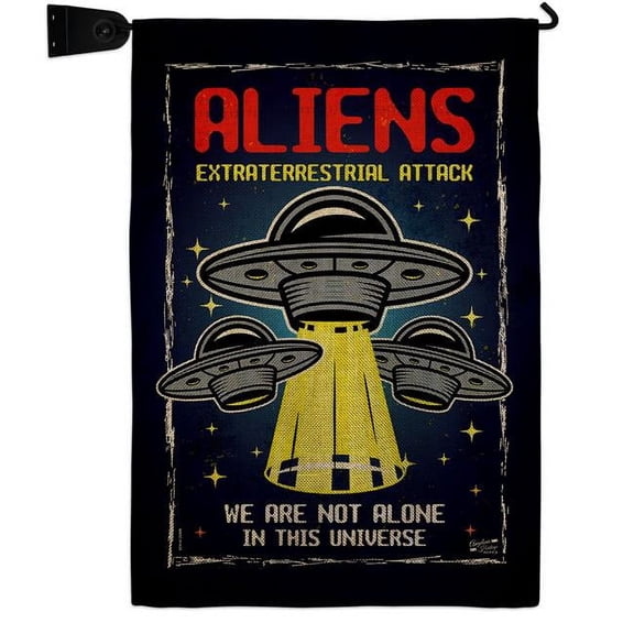 Aliens Attack Cosmos Space Creature 13 x 18.5. in. Double-Sided Decorative Vertical House Garden Flag Set for Decoration Banner Yard Gift