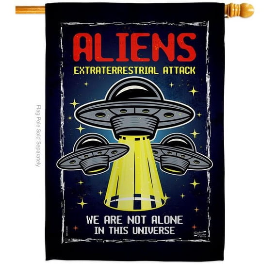 Aliens Attack Cosmos Space Creature 28 x 40 in. Double-Sided Decorative Vertical House Flag for Decoration Banner Garden Yard Gift