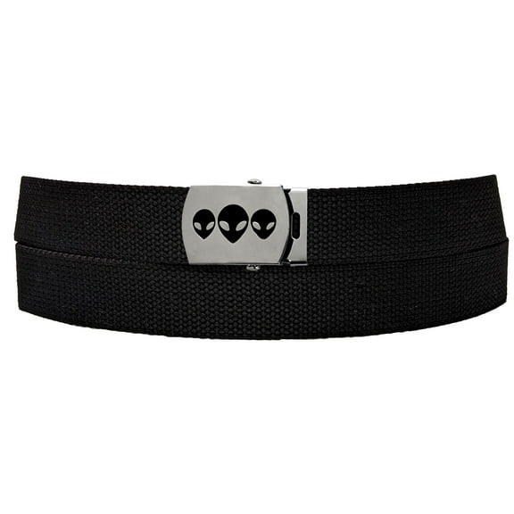 Aliens Black Adjustable Canvas Web Belt With Metal Buckle 32" to 72"