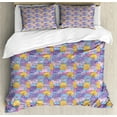 thumbnail image 1 of Aliens Duvet Cover Set, Happy Monsters with Many Eyes in a Bohemian Style, Decorative 3 Piece Bedding Set with 2 Pillow Shams, Calking Size, Ceil Blue and Multicolor, by Ambesonne, 1 of 3