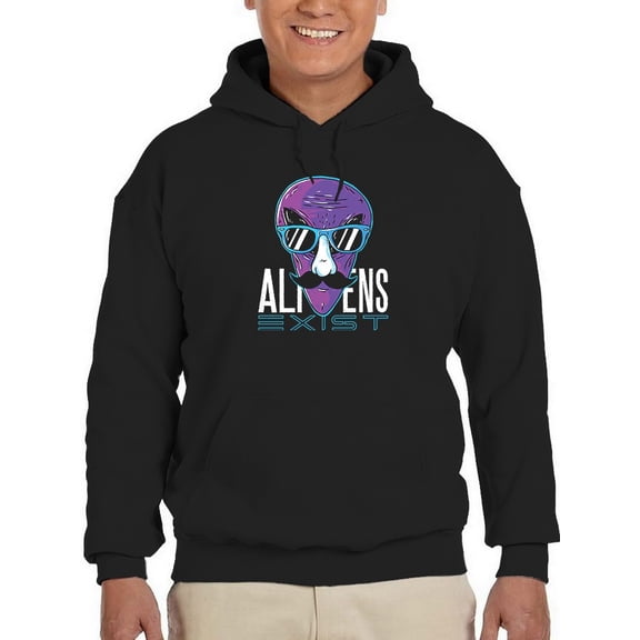 Aliens Exist Funny Alien Hoodie Men -GoatDeals Designs, Male Large