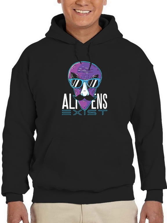 Aliens Exist Funny Alien Hoodie Men -GoatDeals Designs, Male Large