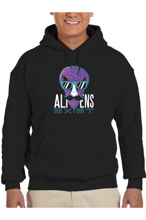 Aliens Exist Funny Alien Hoodie Men -GoatDeals Designs, Male Large