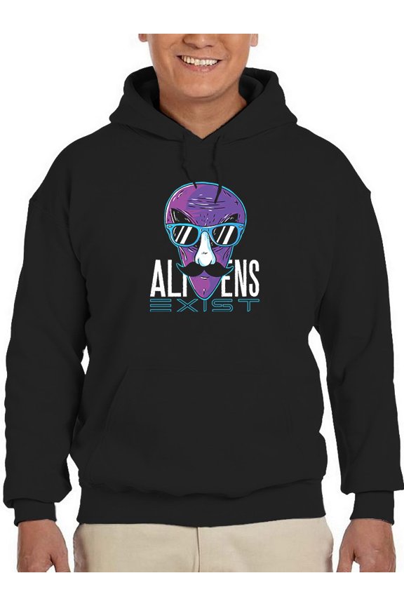 Aliens Exist Funny Alien Hoodie Men -GoatDeals Designs, Male Small