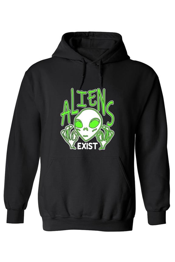 Aliens Exist Funny Slogan Hoodie Men -Image by Shutterstock, Male Medium